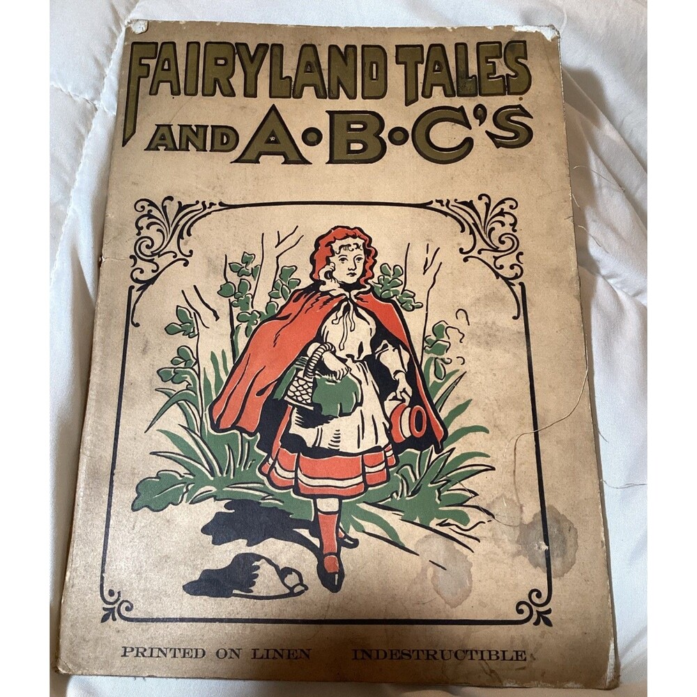 Fairyland Tales And ABC'S Children's Book Printed On Linen Late 1800's /1900's